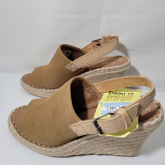 Toms Shoes - NEW TOMS Monica Tan Espadrille Slingback Wedges